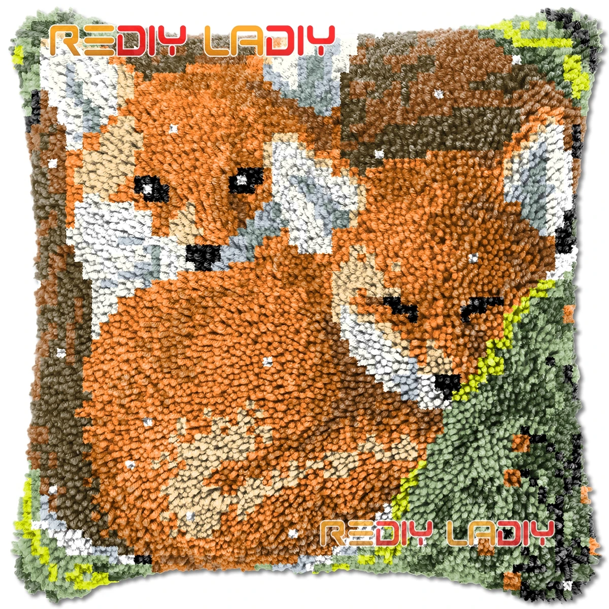 Наволочка на подушку с защелкой двумя красными лисками наборы для вышивки