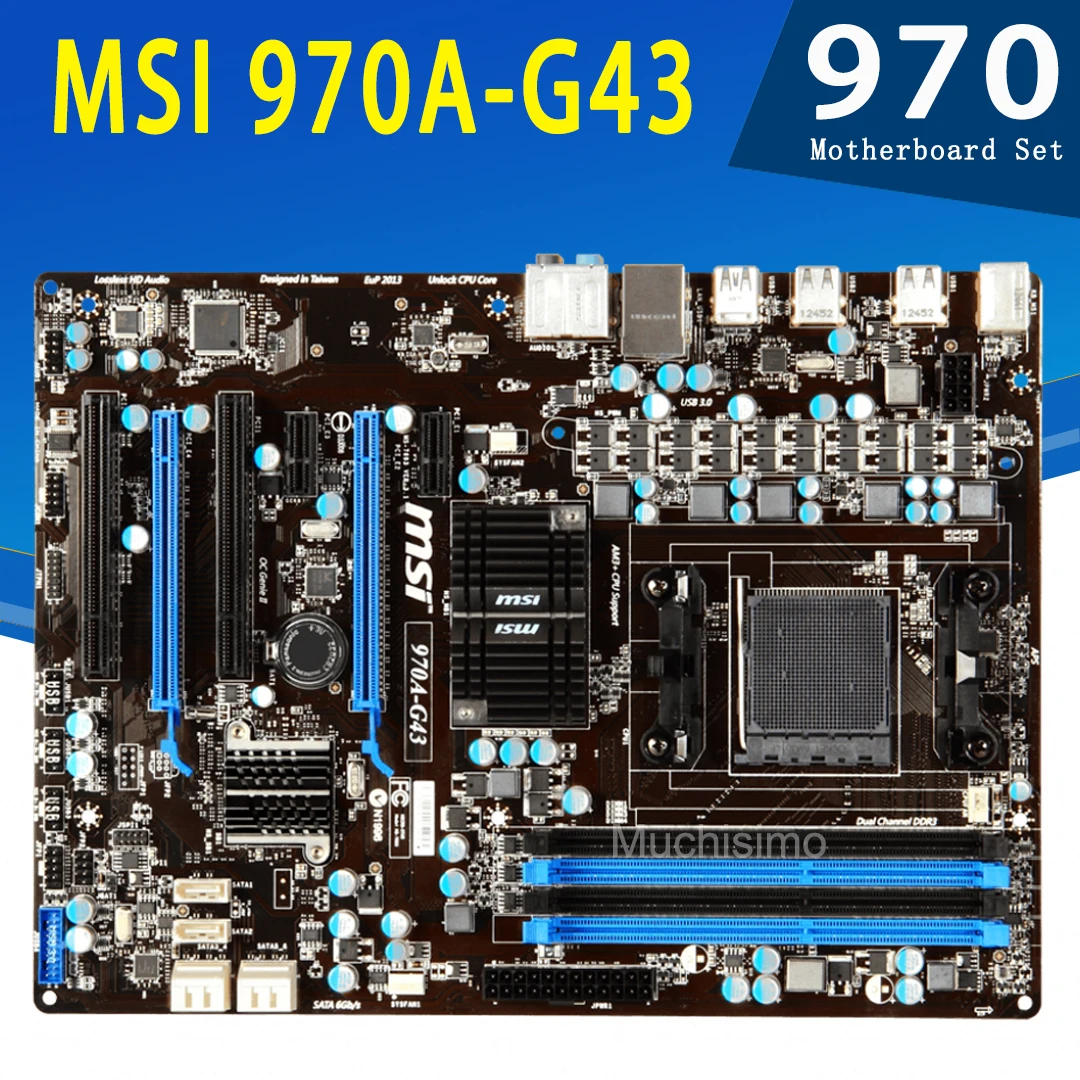 Billig Buchse AM3 + MSI 970A-G43 Placa-mãe E CPU AMD FX-8300 Motherboard Set 3,3 GHz 8-Core 8MB DDR3 PC AMD 970 Placa-mãe AM3 + Verwendet ATX