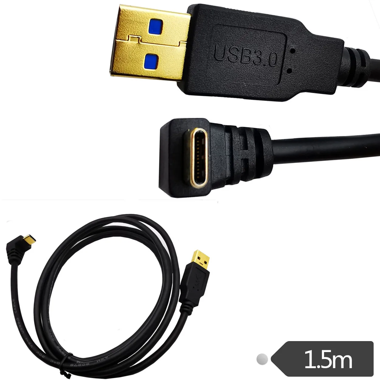 Вверх и вниз под углом 90 градусов позолоченный USB3.1 тип c USB мужчина к Мужской