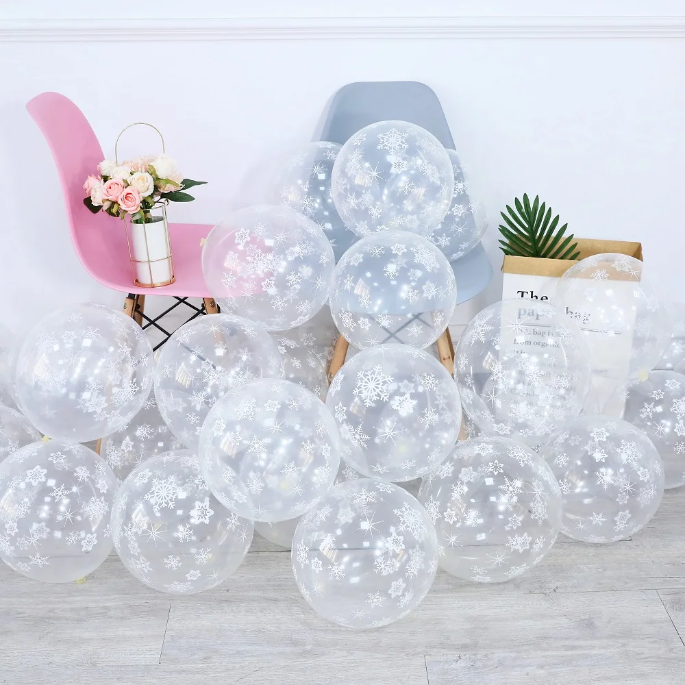 30pcs Christmas Snowflake Balloons The Snow Birthday Theme Confetti Balloon Wedding Party Decoration New Year 2021 - купить по