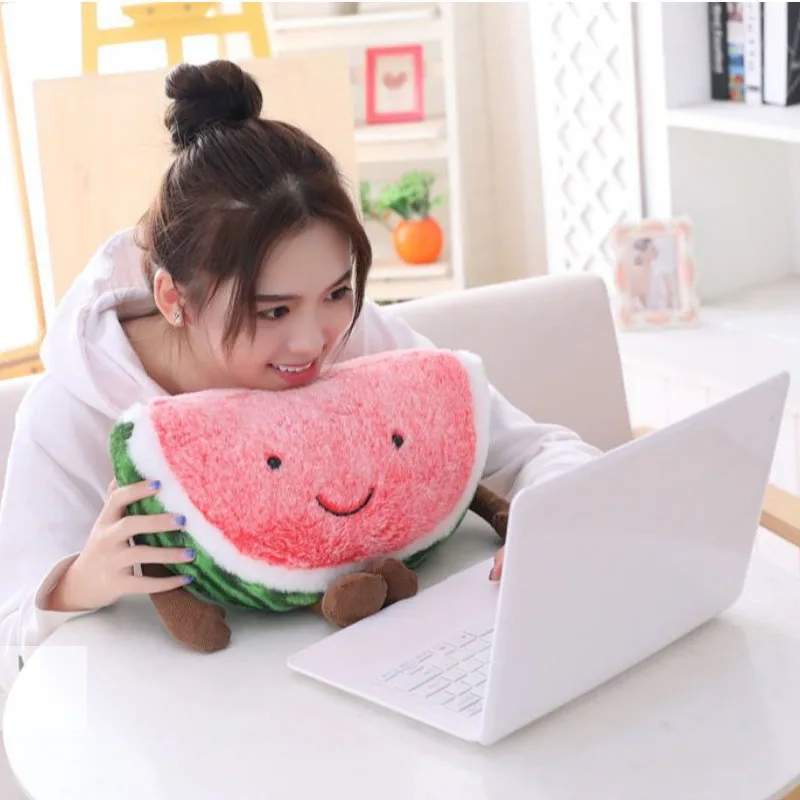 

Creative Hot Cute Sales Expression Watermelon Cherry Plush Toy Doll Home Decoration Fruit Pillow Doll A gift for girl friend