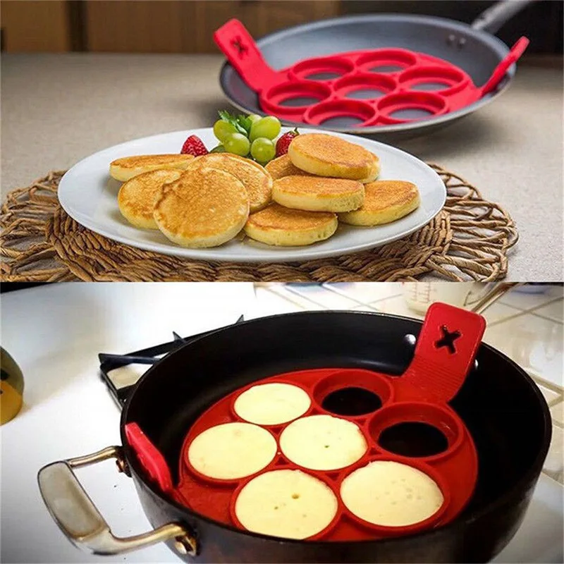 

Food Grade Slicone Egg Holder Creative Breakfast 7 Holes Egg Cooker Multifunctional Pancake Rice Ball Cooking Tools Egg Gadgets