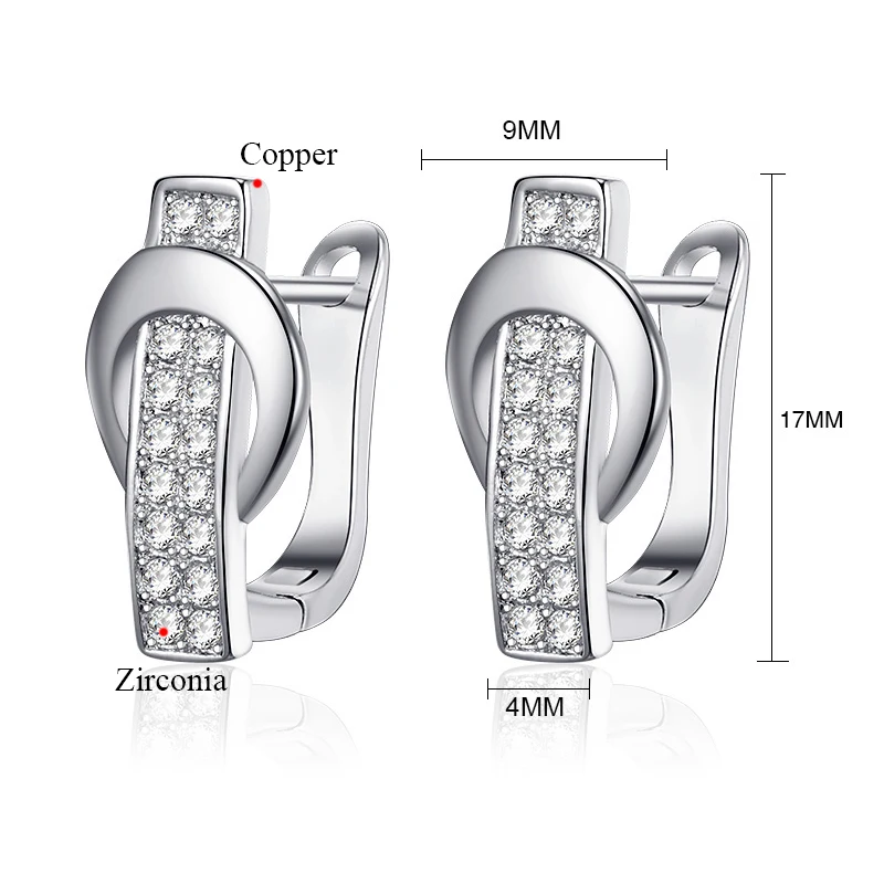 Женские Геометрические серьги-гвоздики Роскошные позолоченные серьги с медным