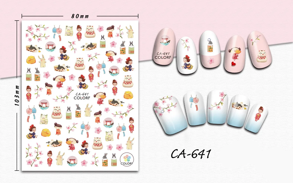 

3D Nail Sticker Lantern Doll Cherry Blossoms Stickers for Nails Manicure Sticker Decals Decoration Nail Art Sticker Accessories