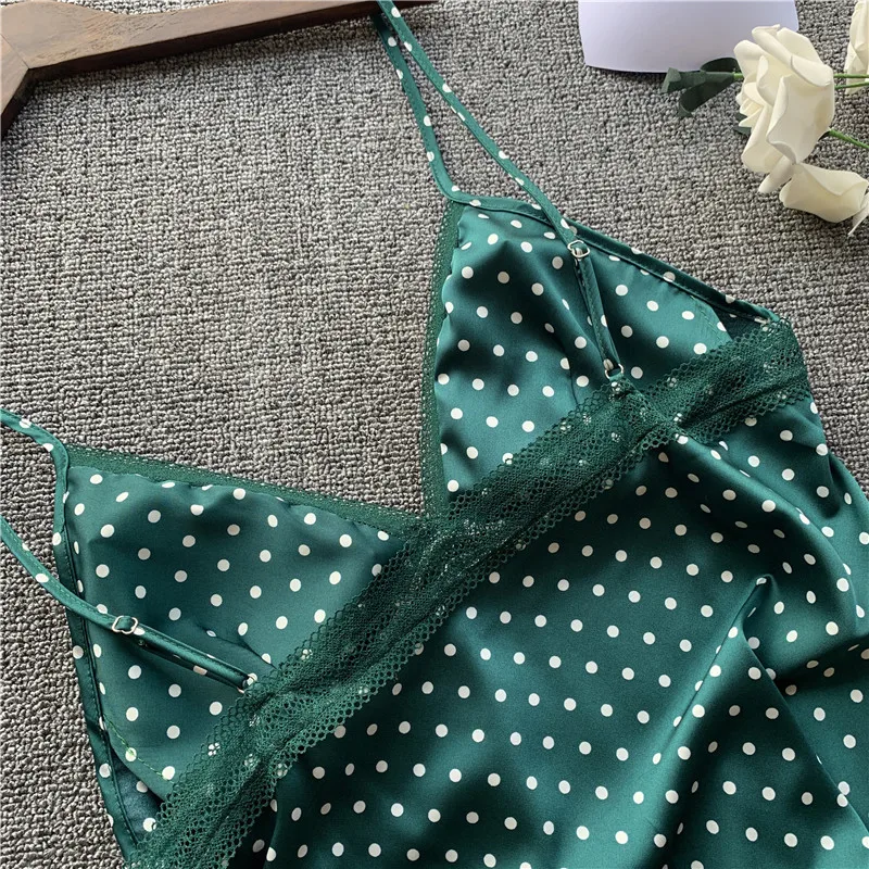 Женский Атласный халат кимоно с принтом в горошек комплект свадебного банного