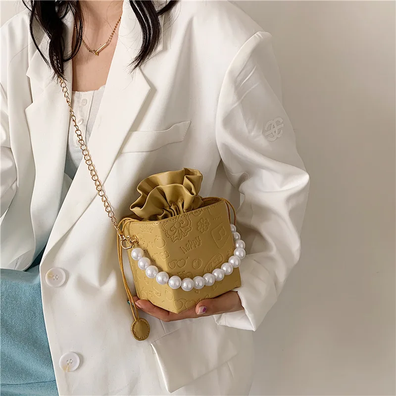 

Женские сумки через плечо, сумки на шнурке, Сумка с верхними ручками, кожаная квадратная сумка-мешок в клетку с мультяшным принтом, сумка на ...