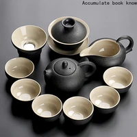 matte black crockery ceramic teapot tea cup beautiful chinese kung fu tea sets drinkware simple tea set easy to clean