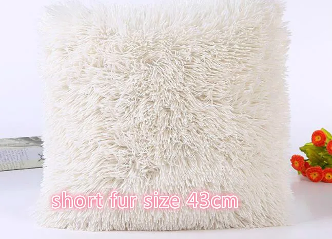 short fur pillowcase 9 цветов толстый длинный плюш сплошной цвет мягкий чехол мягкий мех теплая декоративная меховая подушка чехлы для диванных подушек домашний декор - Цвет: short fur pillowcase