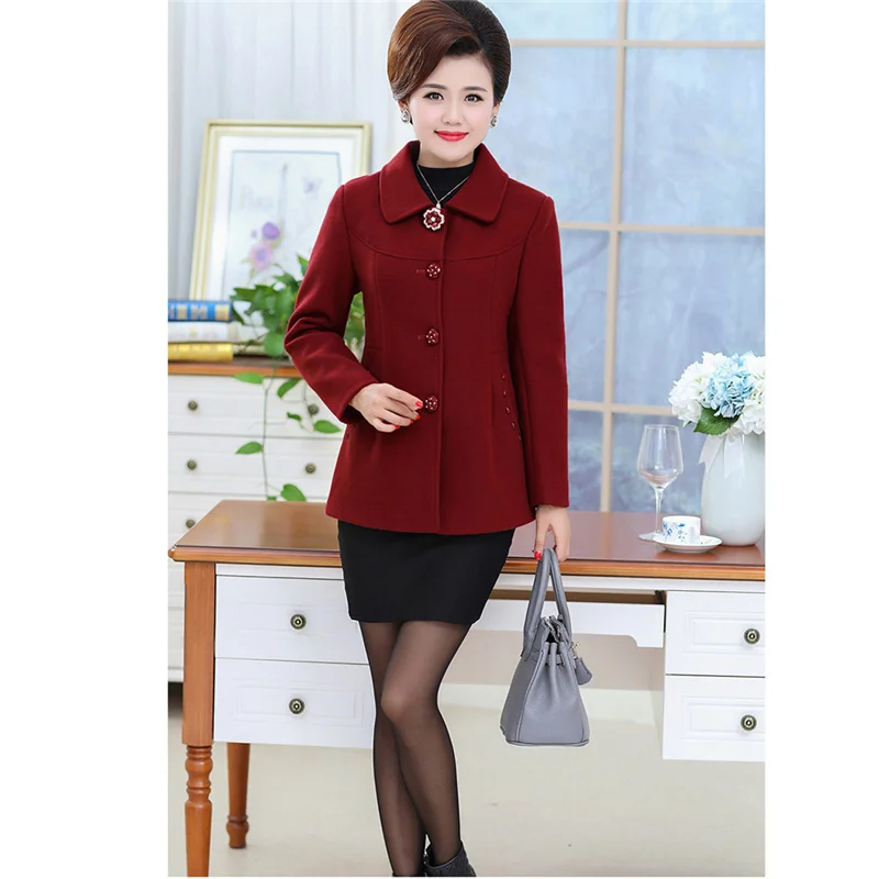 

2021New Woolen Jacket Women Spring Autumn Plus Size 5XL Loose Casual Top Korean Green Purple Fashion Mom Short Blends Coat N1024
