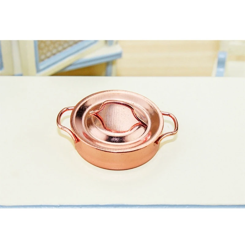 Dollhouse Accessory Pot Golden Color 1:12 Scale Miniature Cooking Kettle Cookware Kitchen Kit Scene Toy | Дом и сад