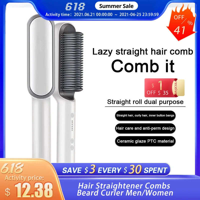 

Professional Hair Straightener Tourmaline Ceramic Hair Curler Brush Hair Comb Straighteners Curling Hair Iron Hair Brush Styler