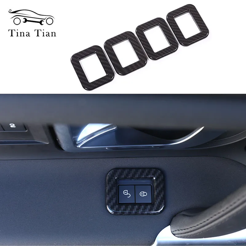 

4Pcs ABS carbon fiber color Door Safety Lock Sequins Decoration Frame Trim For Land Rover Discovery Sport 2015-2019 Car Styling