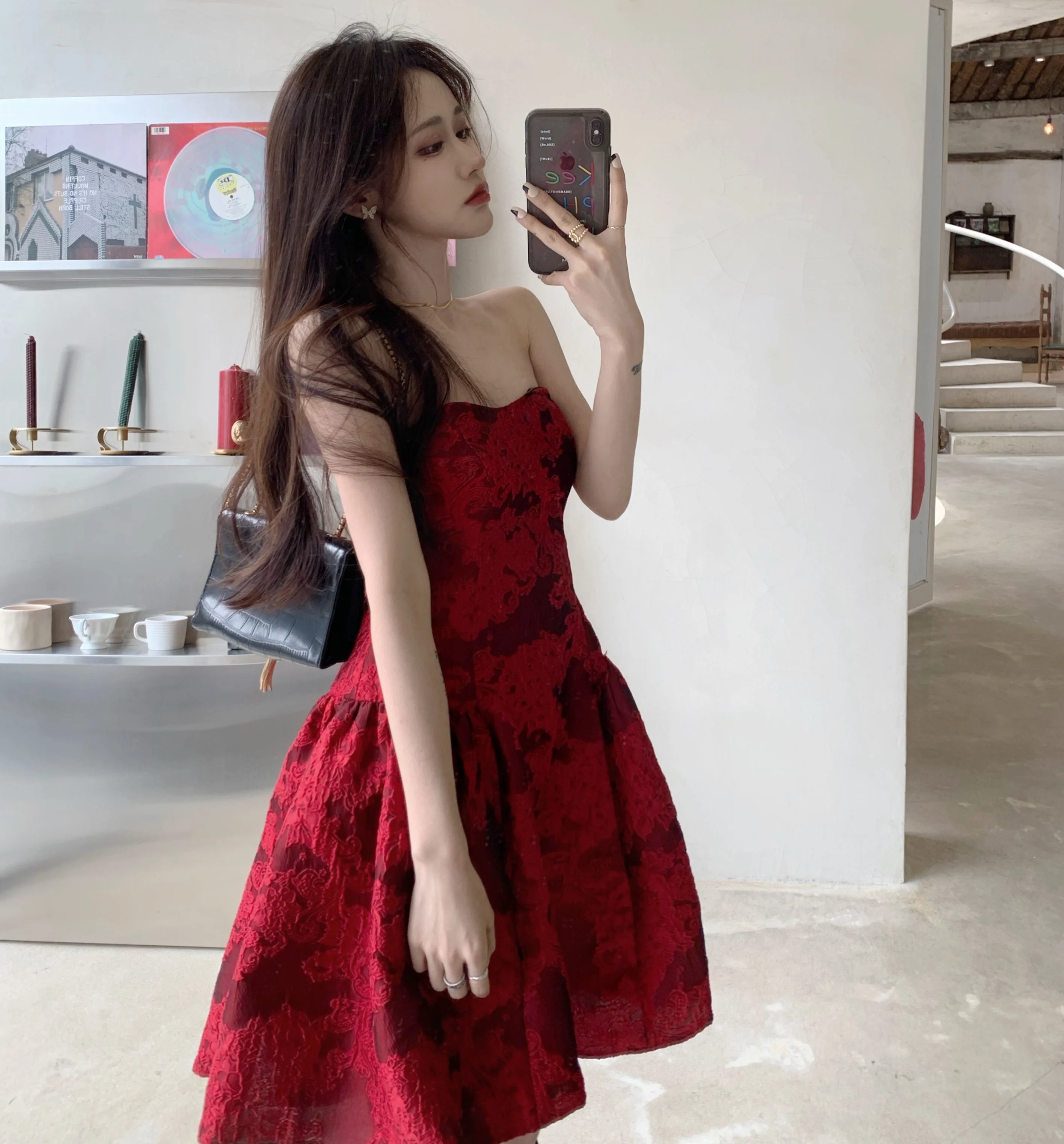 

Sexy Strapless Party Dress Women Jacquard High Waist Ball Gown Club Backless Vestidos Summer Shoulderless Dresses