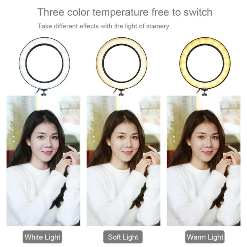 Светодиодный кольцевой светильник с регулируемой яркостью PU377 USB 4 6 дюйма 3 режима