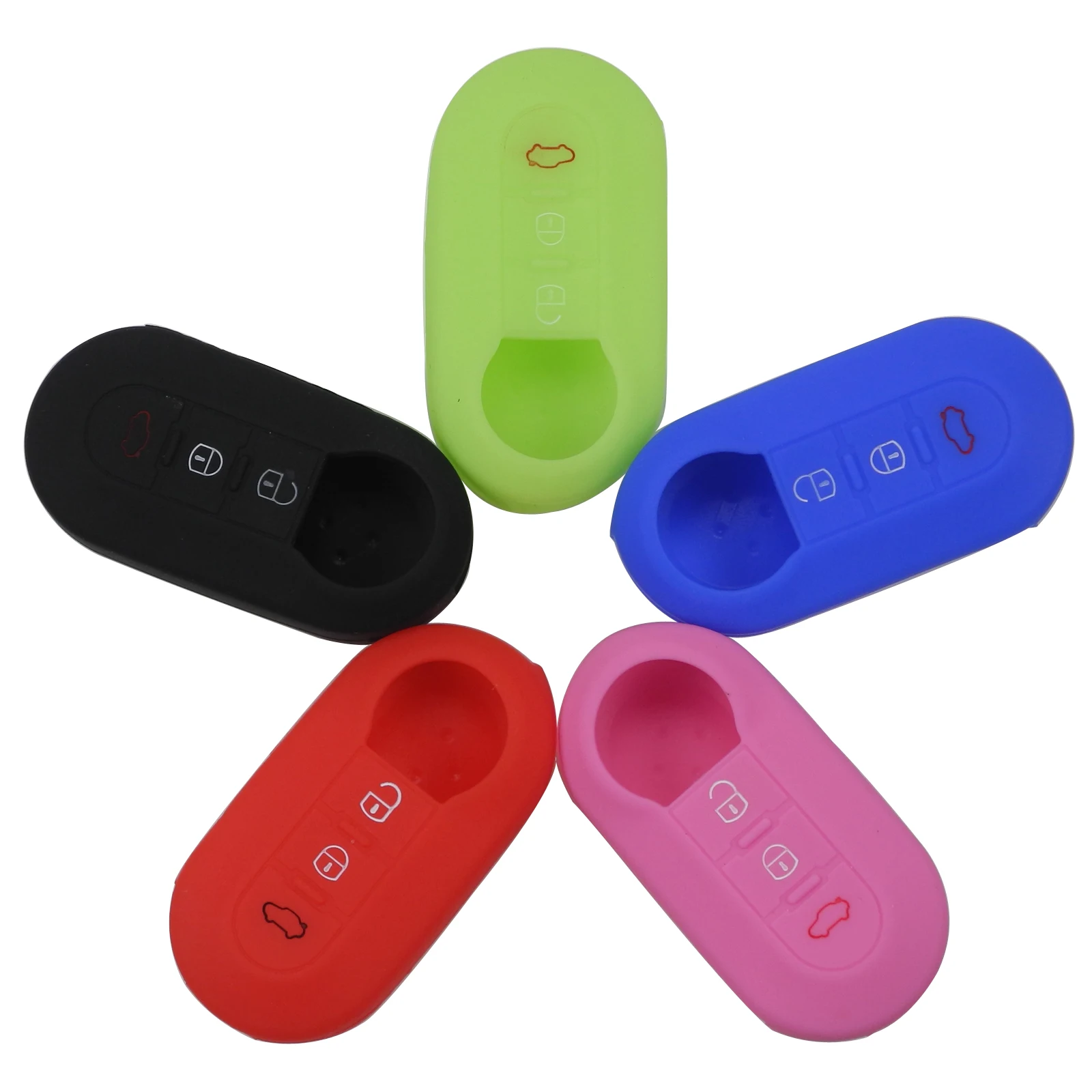 

Kutery Silicone Rubber Car Key Cover For Fiat 500 Panda Bravo Punto Folding Remote Car Key Case Protecor 3Buttons