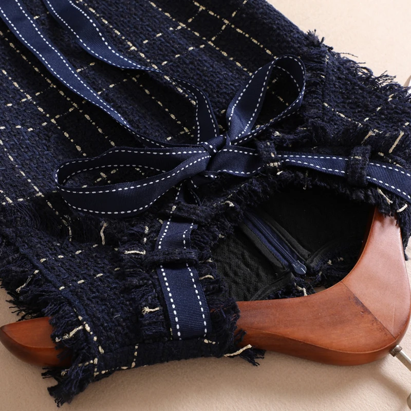 Женское шерстяное платье жилет без рукавов винтажное твидовое мини в клетку с