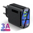 Зарядное устройство с 3 USB-портами и цифровым дисплеем, 5 В, 3 А