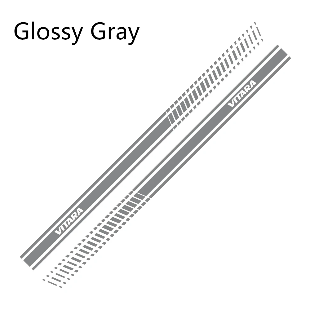 Glossy Gray 2 шт. для Suzuki Vitara автомобильные длинные боковые наклейки на юбку DIY виниловая пленка авто Спорт Стайлинг наклейки автомобильный тюнинг автомобильные аксессуары - Название цвета: Glossy Gray