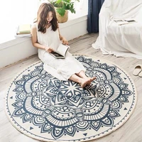 nordic ins round area rug for bedroom ethnic style bohemia woven cotton linen rug carpet knitting floor mat 90cm 120cm 150cm