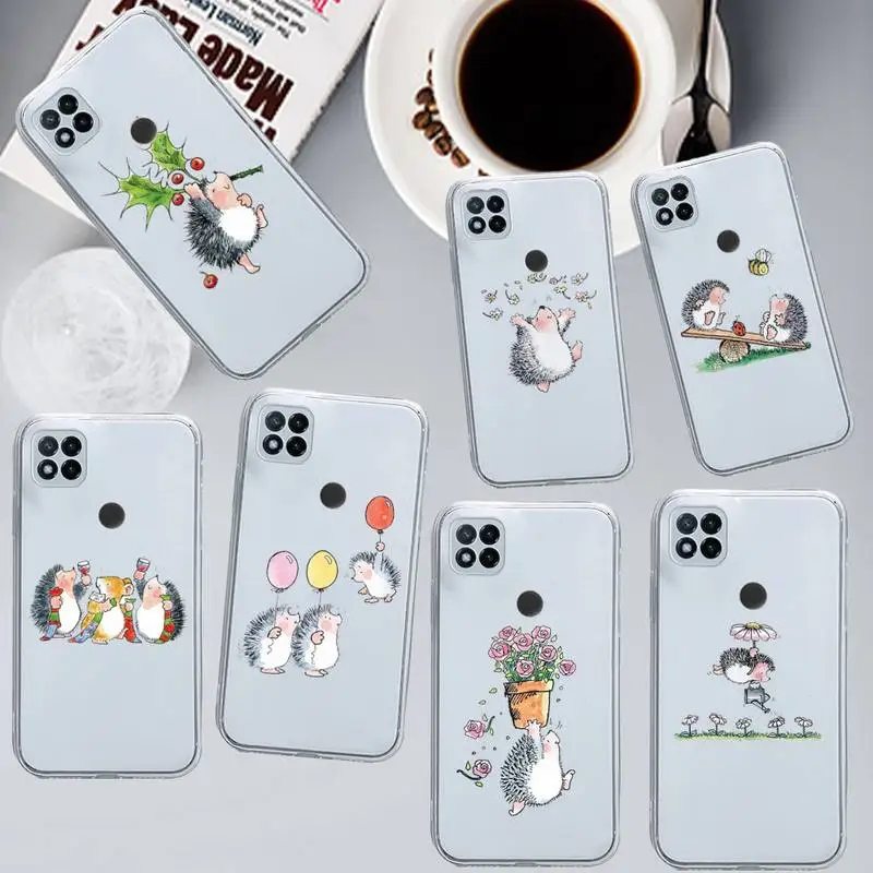 

Cute Hedgehog cartoon funny animal Phone Case Transparent for Xiaomi redmi note 5 7 8 9 10 11 t S A lite pro high quality funda