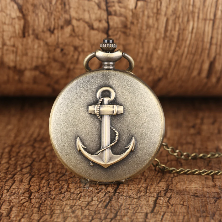Bronze Винтажные бронзовые SailingTheme кварцевые карманные часы римские цифры дисплей часы с ожерельем изысканный кулон часы Прямая поставка - Цвет: Bronze