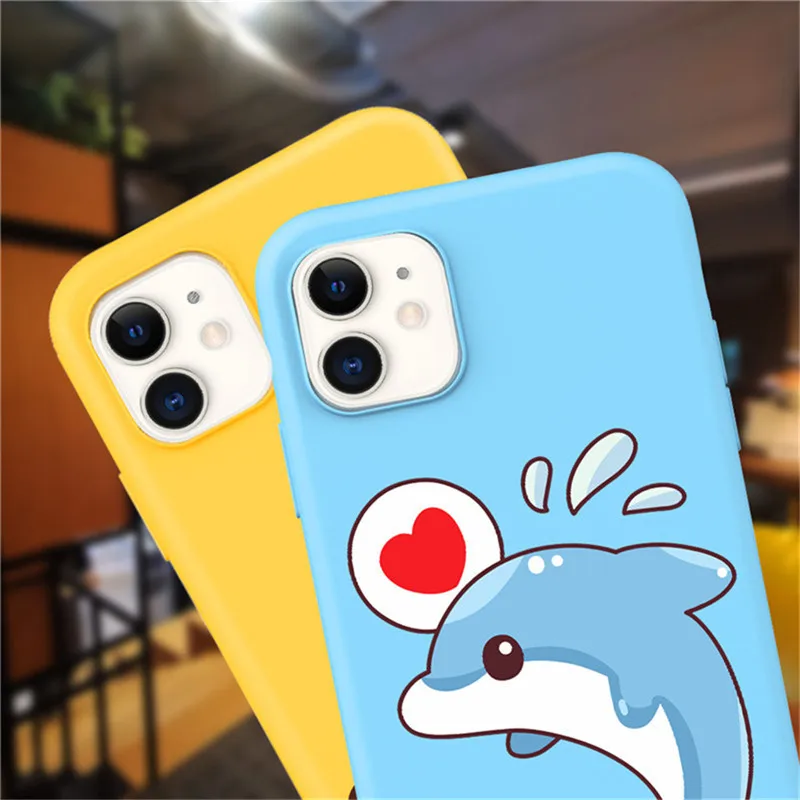 Cute Animals Phone Case For iPhone 11 12 13 Pro Max X XS XR 7 8 6 Plus SE 2020 Cartoon Cats Dog Panda Soft Silicone Cover Gift