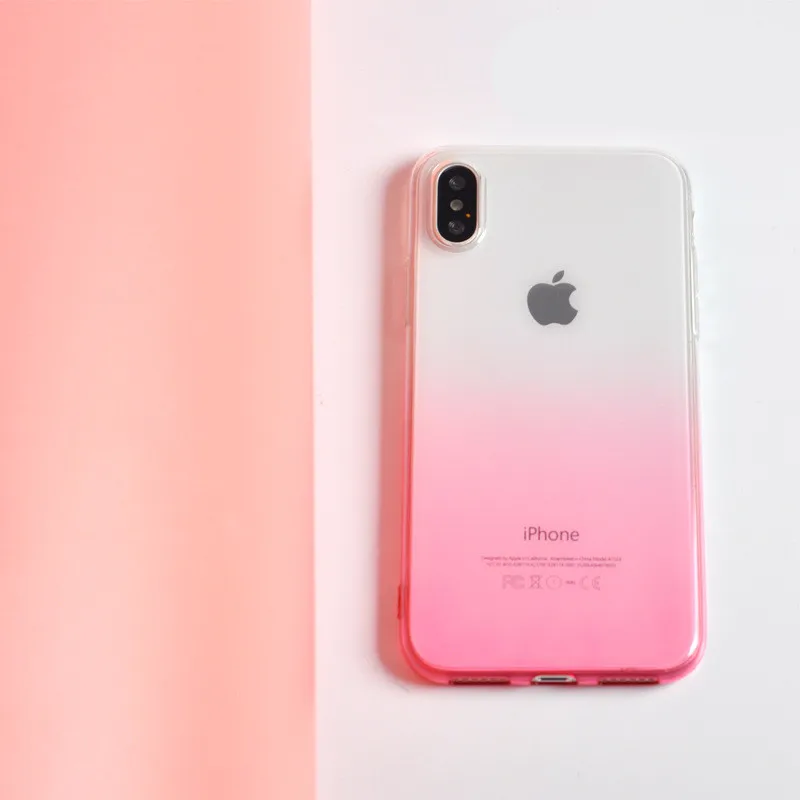 Для iphone 6 6s 7 8 plus 11 pro max чехол Модный мягкий цветной прозрачный градиентный Розовый