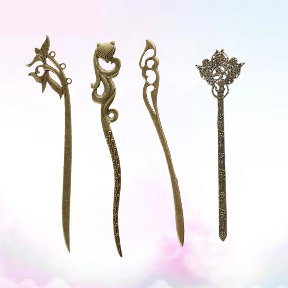 

4pcs Vintage Hair Chopsticks Retro Delicate Hair Stick Chignon Pin Hairpin (17 + 16 + 12 + 19)