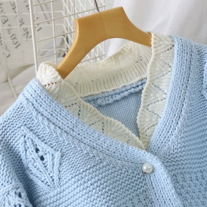 Женский короткий свитер MUMUZI толстый вязаный кардиган свободного покроя в