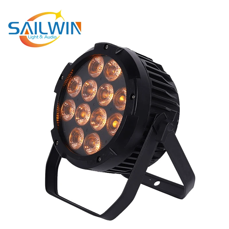 Фото 4X Лот совсем не вентилятор Алюминиевый беспроводной LED Par Can 12*18 Вт 6в1 RGBAW UV LED Par свет DMX сценический свет Par проектор с Powercon №5
