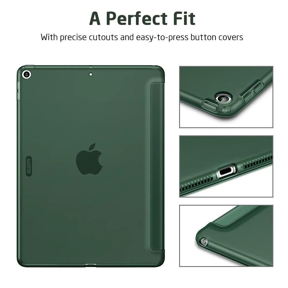 Тонкий умный чехол ESR Rebound для iPad 7th Gen, гибкий чехол из ТПУ с прорезиненным покрытием, чехол-накладка для iPad 7 10," Folio