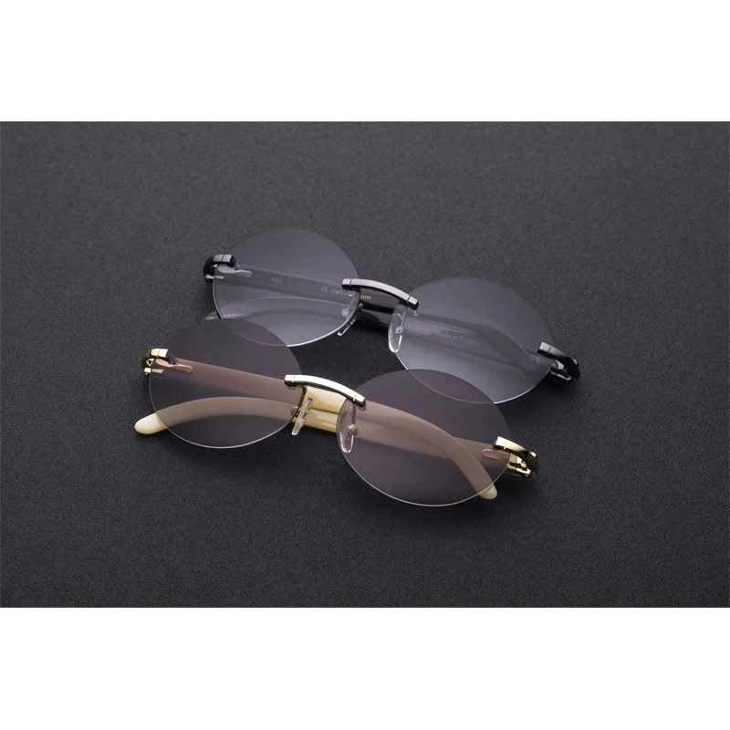 

Natural Horn Women Sunglasses UV400 Rimless Glasses For Women Vintage Sunglasses With Box,Case Size:57-18-145mm