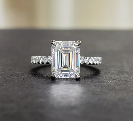 Transgems 14K белое золото 1.8ct 6X8mm F Цвет огранка Радиант Муассанит Обручение кольцо под Halo|Кольца| |