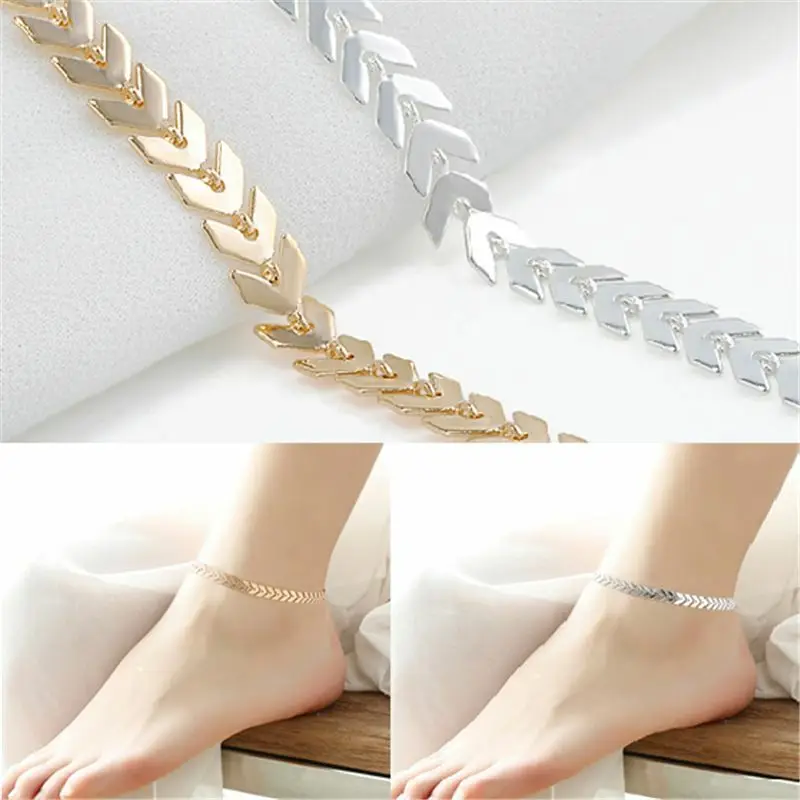 

Ankle Chain Beach Jewelry Anklet Women Sandal Gold Color Silver Color Barefoot Delicate Arrow Sequin Foot Bracelet