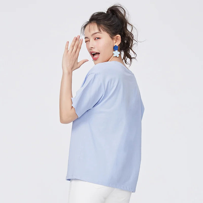 

SEMIR Short Sleeve T-Shirts Female Vitality Small Fresh Illustration O Neck Top Cotton Breathable 2021 New Summer Clothes