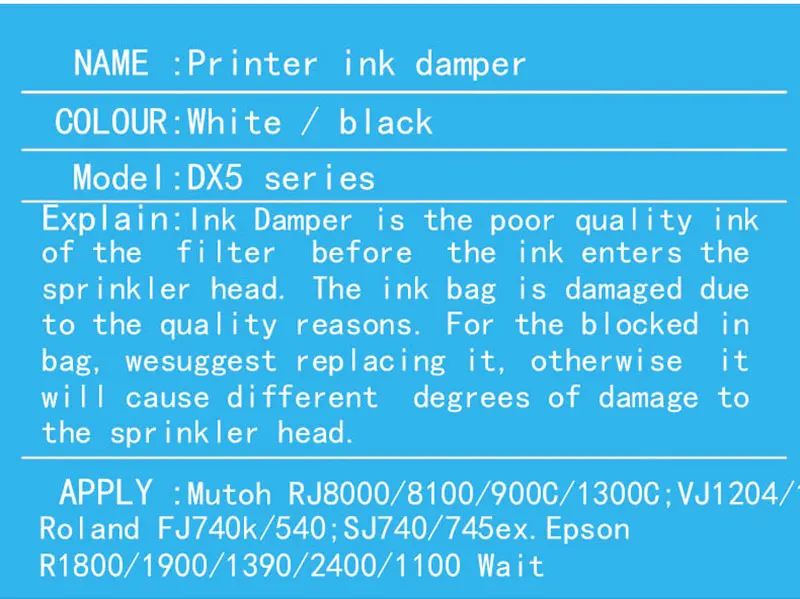 Прозрачный амортизатор Dx4 печатающая головка dx5 для Mutoh Ep Roland