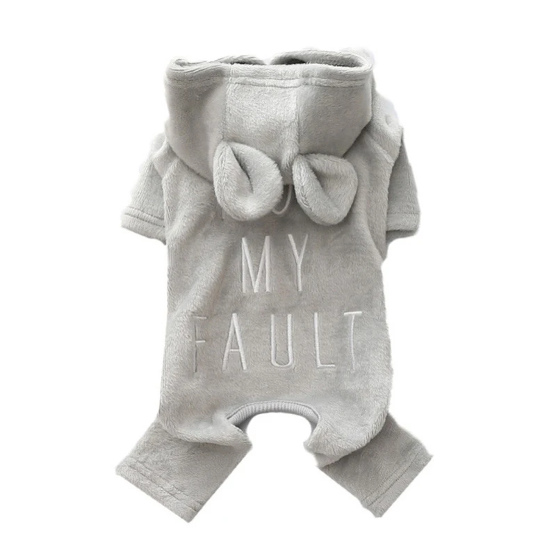 Зимний комбинезон для питомцев теплый хлопковый с капюшоном и вышитыми буквами