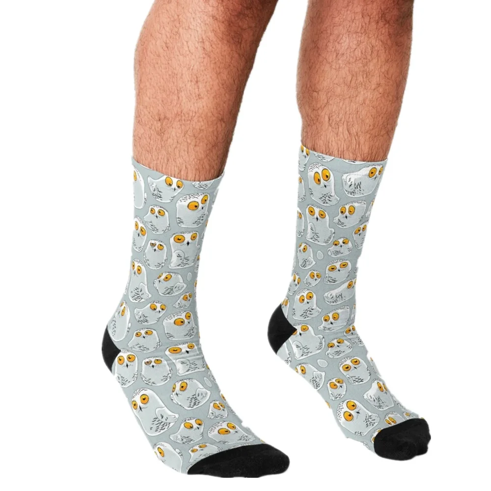 Забавные мужские носки 2021 счастливые в стиле хип хоп с принтом снежной совы милые