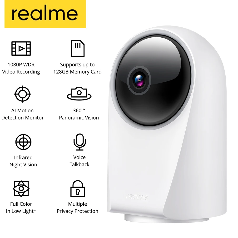Realme Смарт Камера 360 ° 1080P HD realme ссылка приложение пульт дистанционного управления