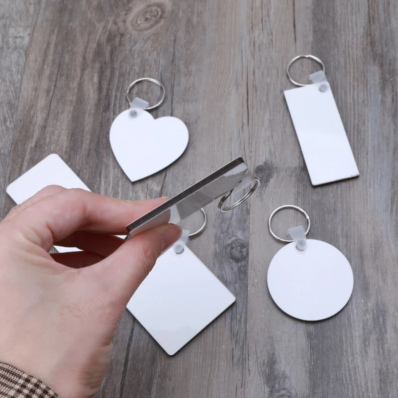 

12 Sublimation Wooden Hard Board Key Rings Double Printable Blank MDF Key Chains