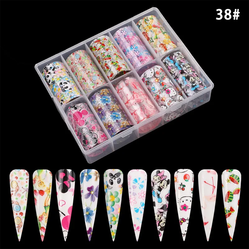 

4cmx50cm 1 box nail roll cartoon animal cartoon designer nail tin foil nail decoration