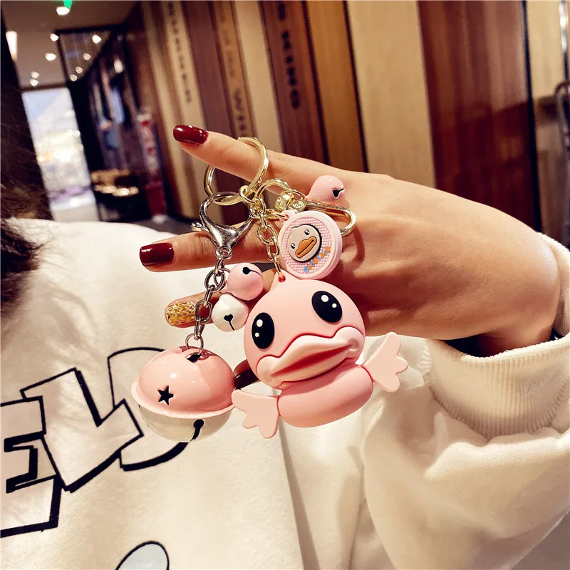

2020 New Fashion Men's And Women's Doll Key Chain Cartoon Cute Couple Keychains Glue Big Mouthed Duck Keyrings Wholesale