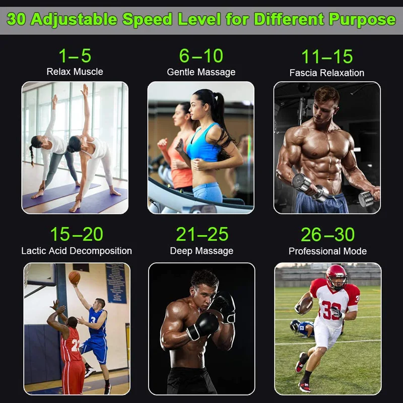 

Massage Gun Deep Tissue Percussion Muscle Massager For Pain Relief 30 Speeds LCD Touch Display Fascia Gun Electric Body Massager