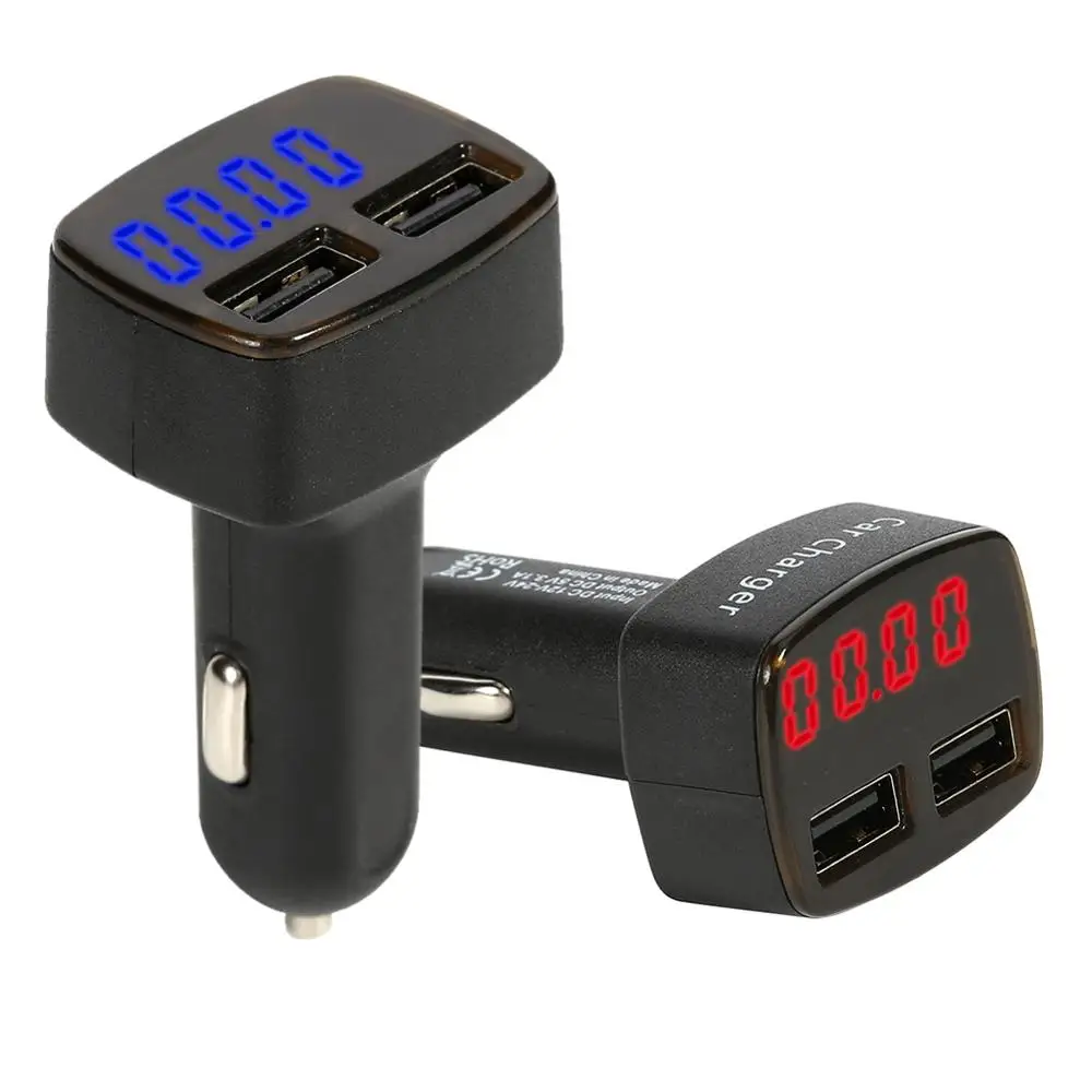 Устройство для автомобиля с двумя портами USB Зарядное устройство 4 в 1 термометр