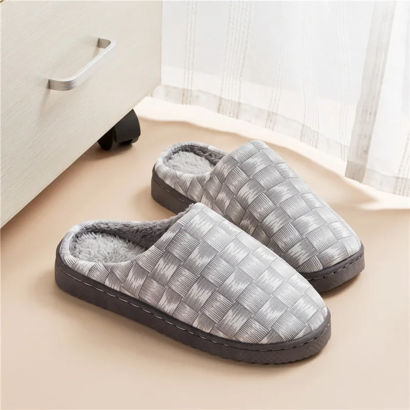 Женские домашние тапочки KushyShoo теплые хлопковые в клеточку для пар мужская обувь
