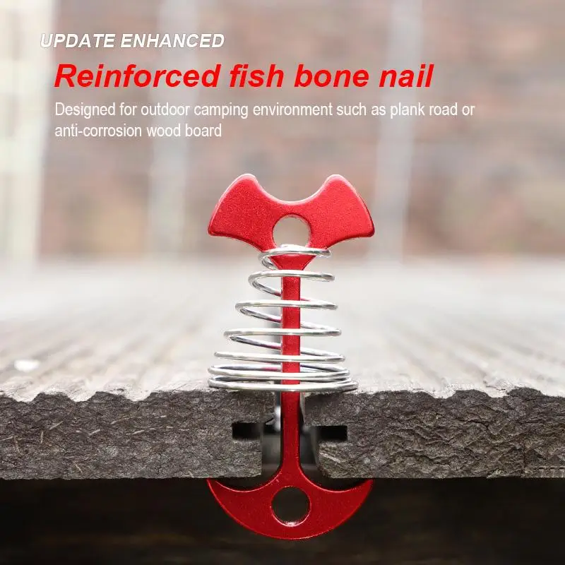 

Outdoor Spring Fixed Fish Bone Nail Outdoor Tent Fixing Nails Camping Windproof Drawstring Buckle Camping Tool Accessories