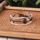 Кольцо женское, мужское, черно-белое кольцо из смолы с рисунком кролика