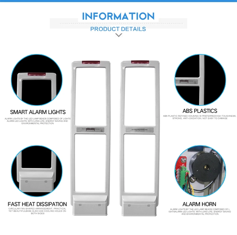 Retail store clothing shop alarm anti theft system gate 58khz am eas security door