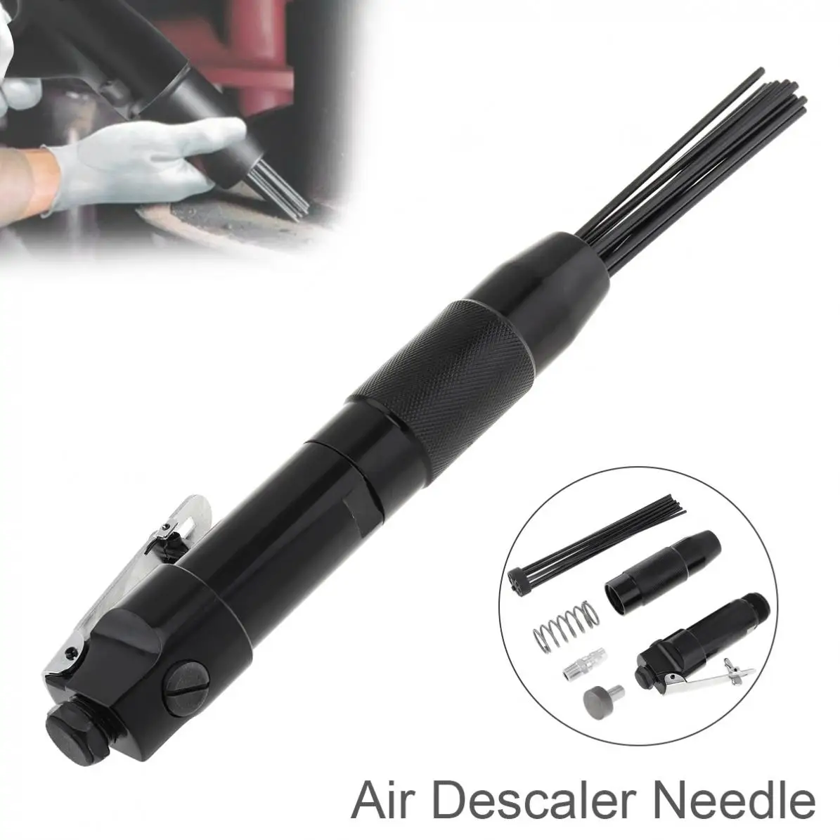 High Carbon Steel 4000rpm Pneumatic Needle Scaler Bundle Deruster Removing Rust Pneumatic Air Shovel with 12 3mm Needles