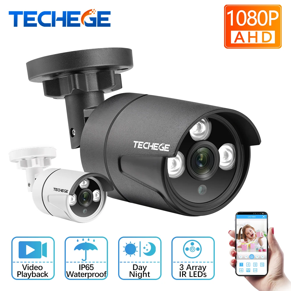 Techege HD 1080P AHD камера CCTV пуля камера Водонепроницаемая ИК ночного видения 2400TVL камера безопасности для AHD камеры системы